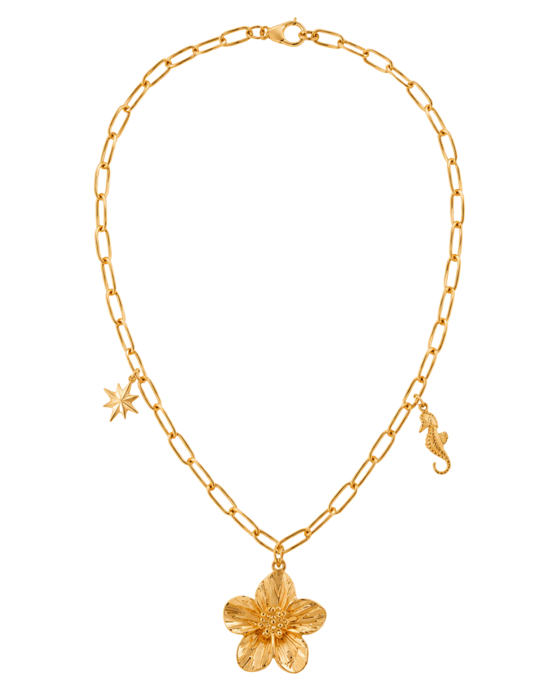 Milla Bloom 18k gold-plated charm necklace with floral pendant