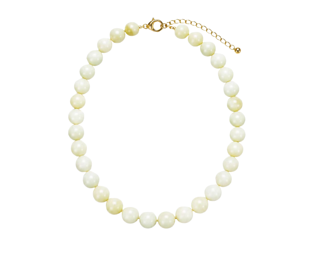 Candlelight ivory natural stone bead necklace on gold-finished chain - Her Little Charms base necklace