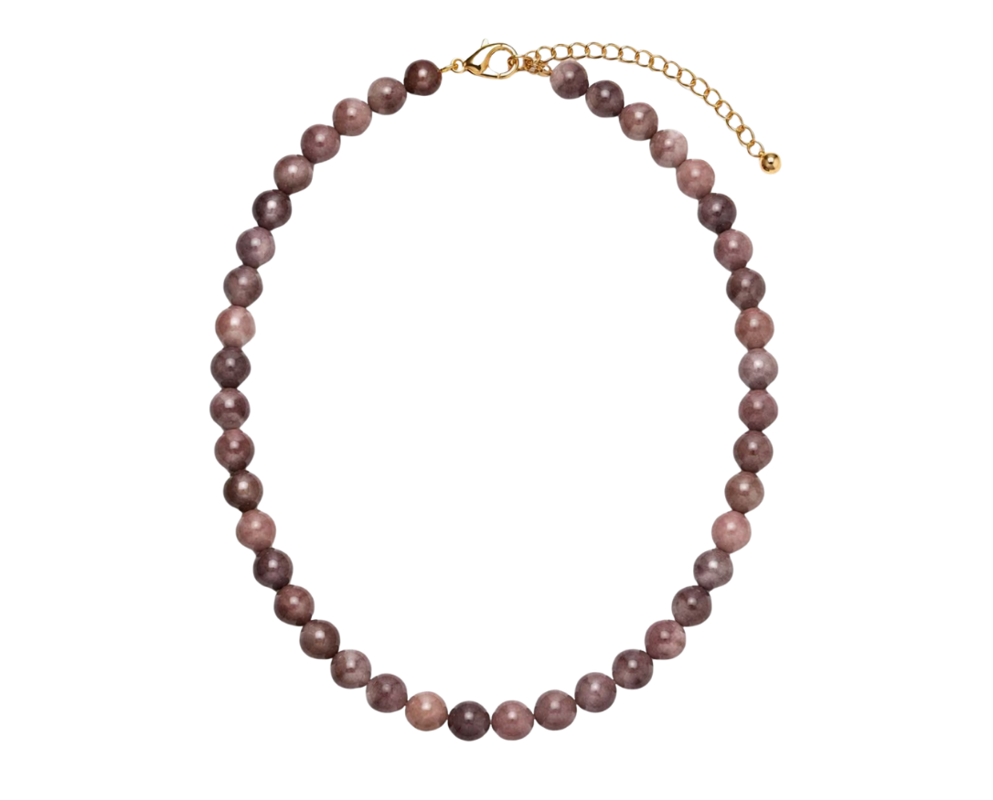 Chestnut natural stone bead necklace on gold-finished chain - Her Little Charms base necklace