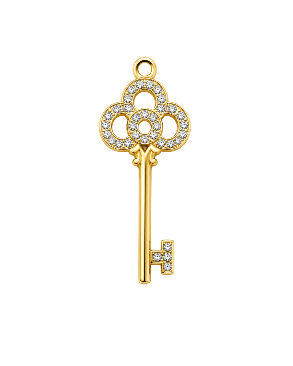 Pave Key Charm - gold pave crystal key charm, Her Little Charms