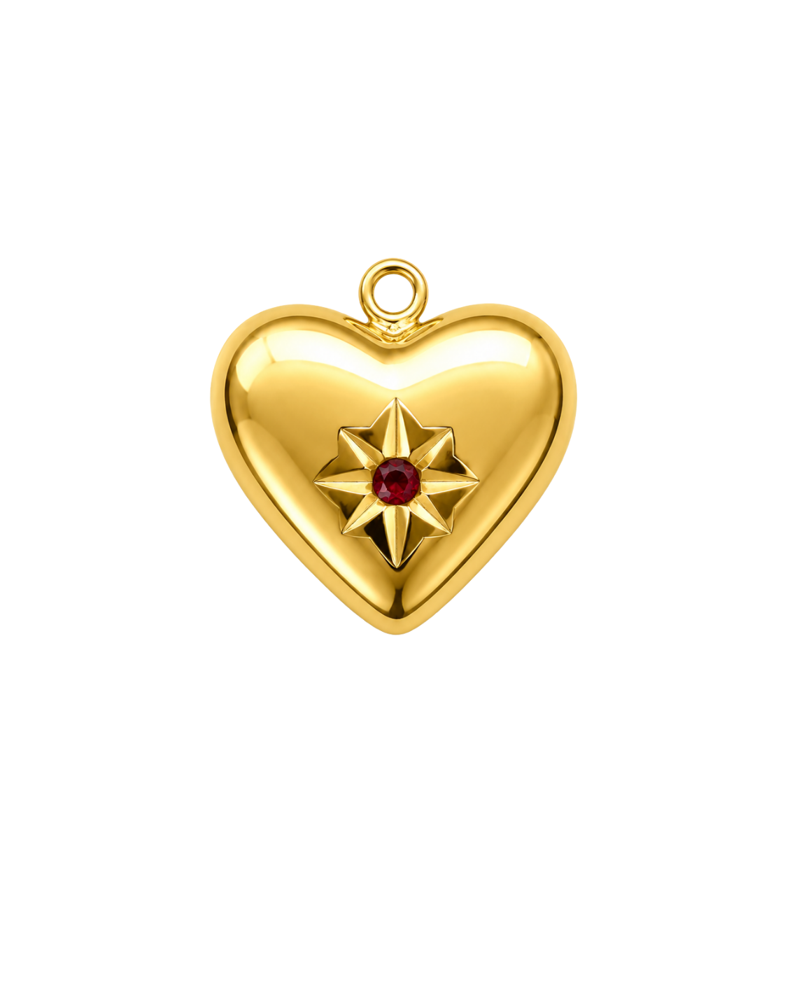 Ruby Star Heart Charm