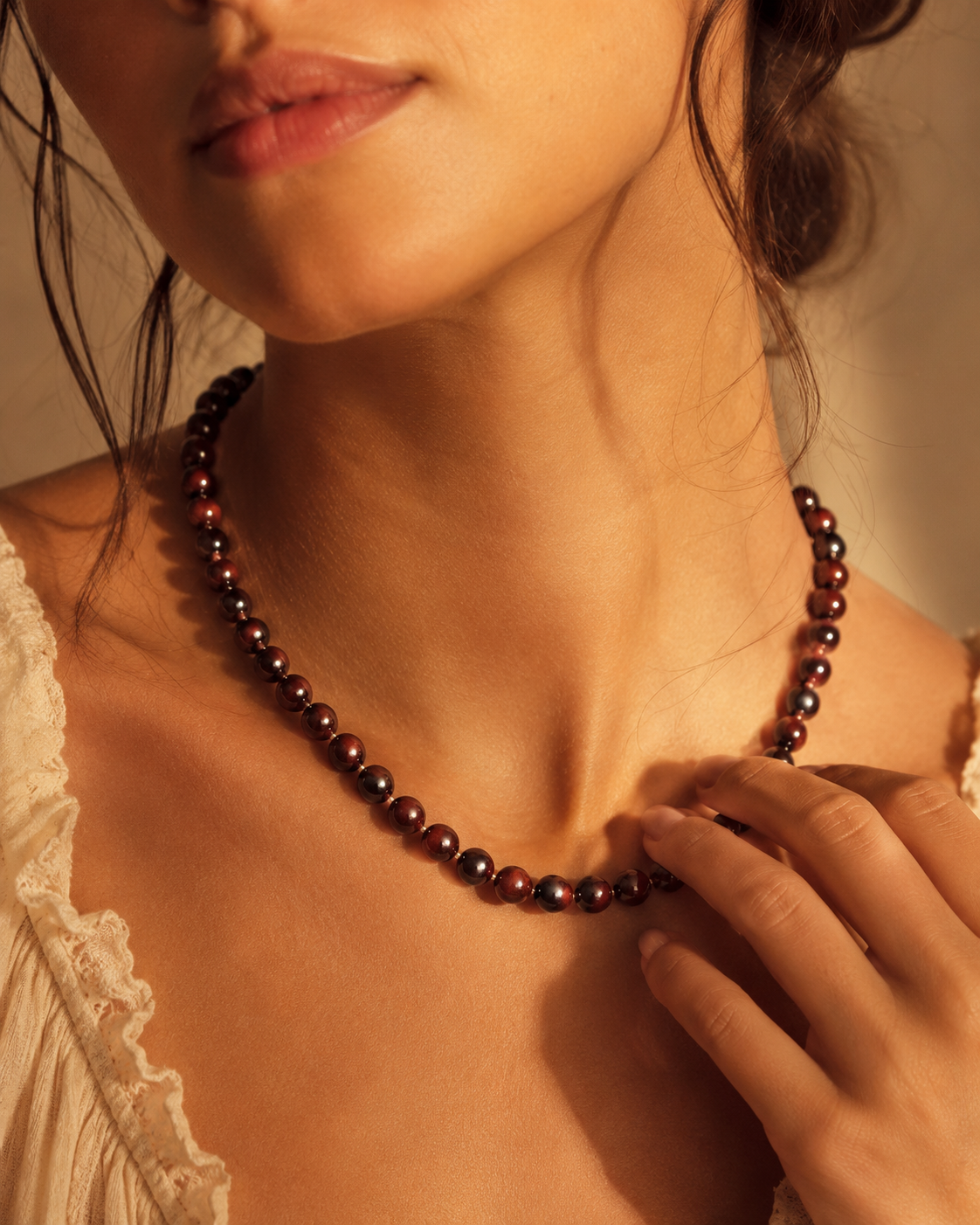 Garnet Wood Necklace