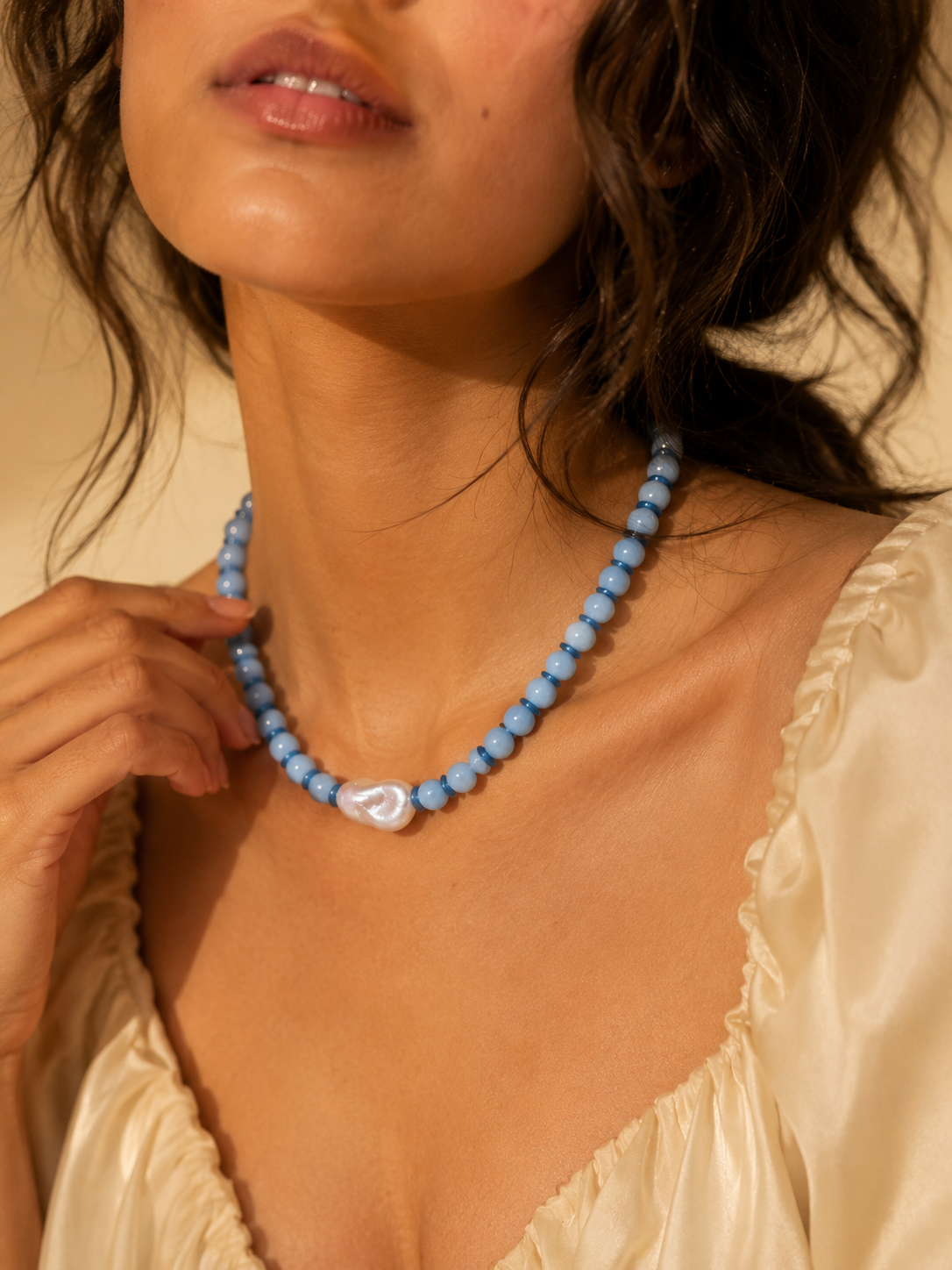 Powder Sky Pearl Necklace