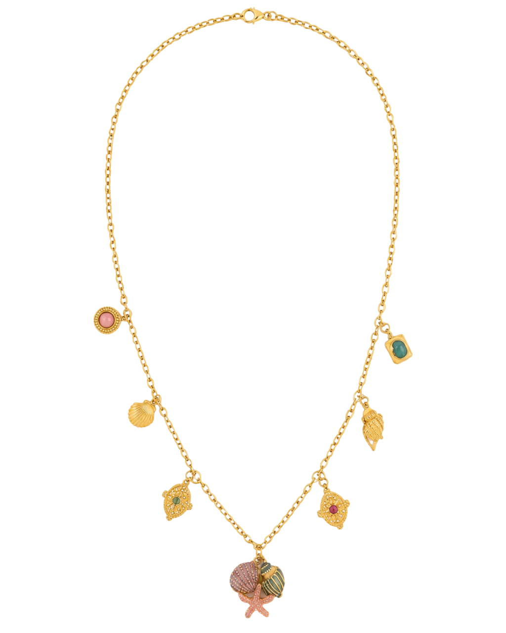 Coraline 18k gold-plated charm necklace with ocean-inspired charms