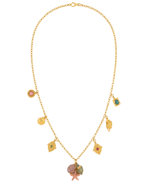 Coraline 18k gold-plated charm necklace with ocean-inspired charms