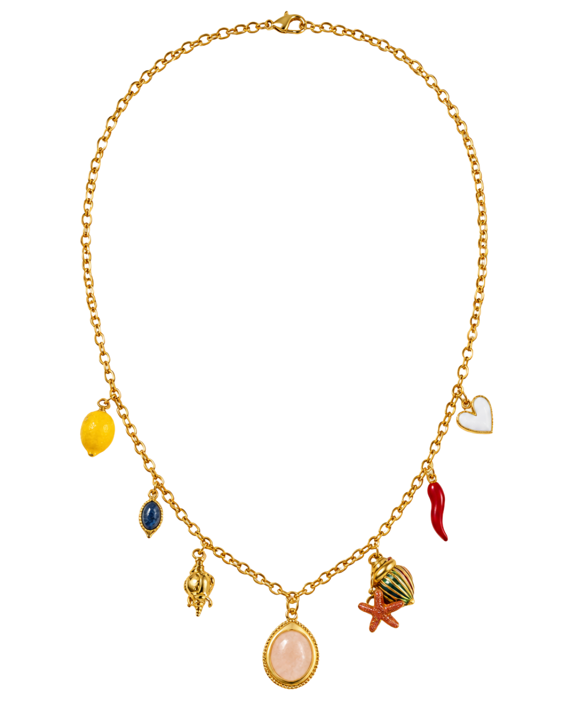Solène 18k gold-plated charm necklace with colorful enamel charms